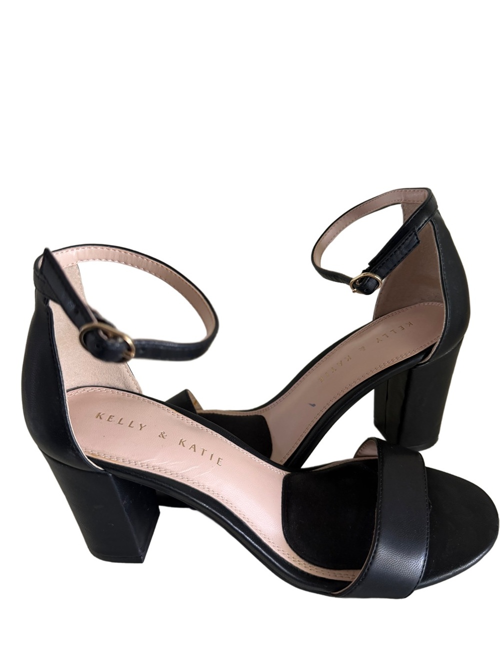 Kelly Katie Hailee Black Block Heel Dress Sandals Size 8M Prom Homecoming Dance